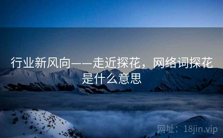 行业新风向——走近探花，网络词探花是什么意思